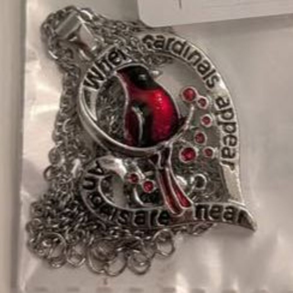 "When Cardinals are Near, Angels are Near" Sterling Silver Necklace